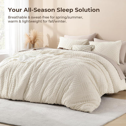litanika king size comforter set, 3 pieces beige, close-up detail