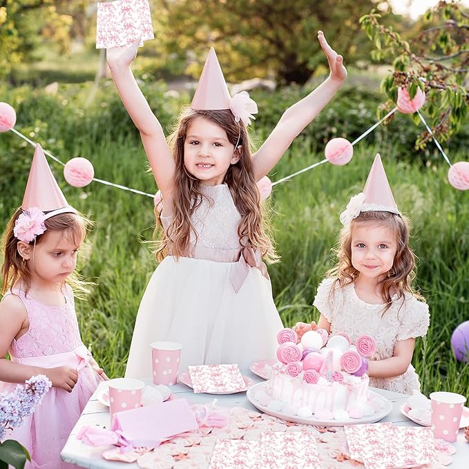 50 Pcs Pink Bow Napkins Coquette Party Supplies Pink Floral Disposable Cocktail - Image 5