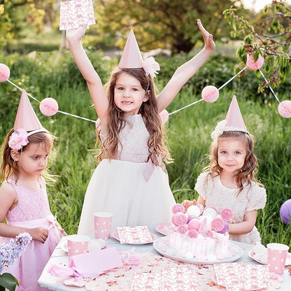 50 Pcs Pink Bow Napkins Coquette Party Supplies Pink Floral Disposable Cocktail - Image 5