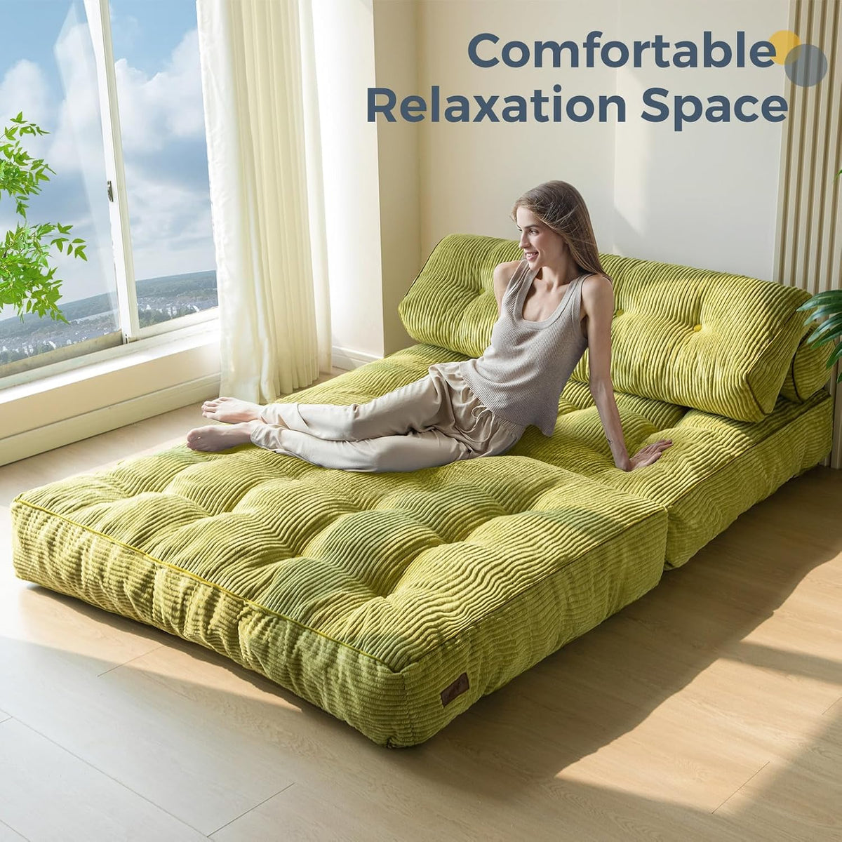 maxyoyo folding sofa bed, convertible chair bed with, close-up detail