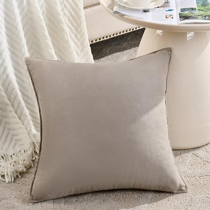 Fancy Homi 2 Packs Taupe Decorative Throw Pillow Covers 18x18 inch, Super Soft - Image 2