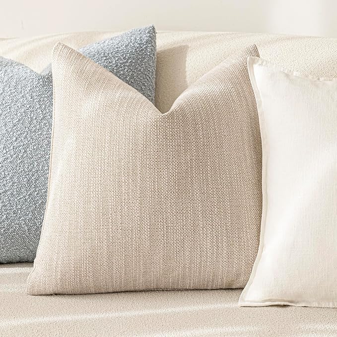 Foindtower Set of 2 Decorative Textured Burlap Linen Throw Pillow Covers - Image 4
