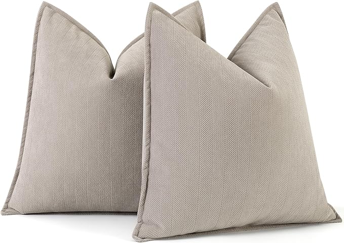 ZWJD Gray Pillow Covers 16x16 Set of 2 Chenille Pillow Covers by ZWJD