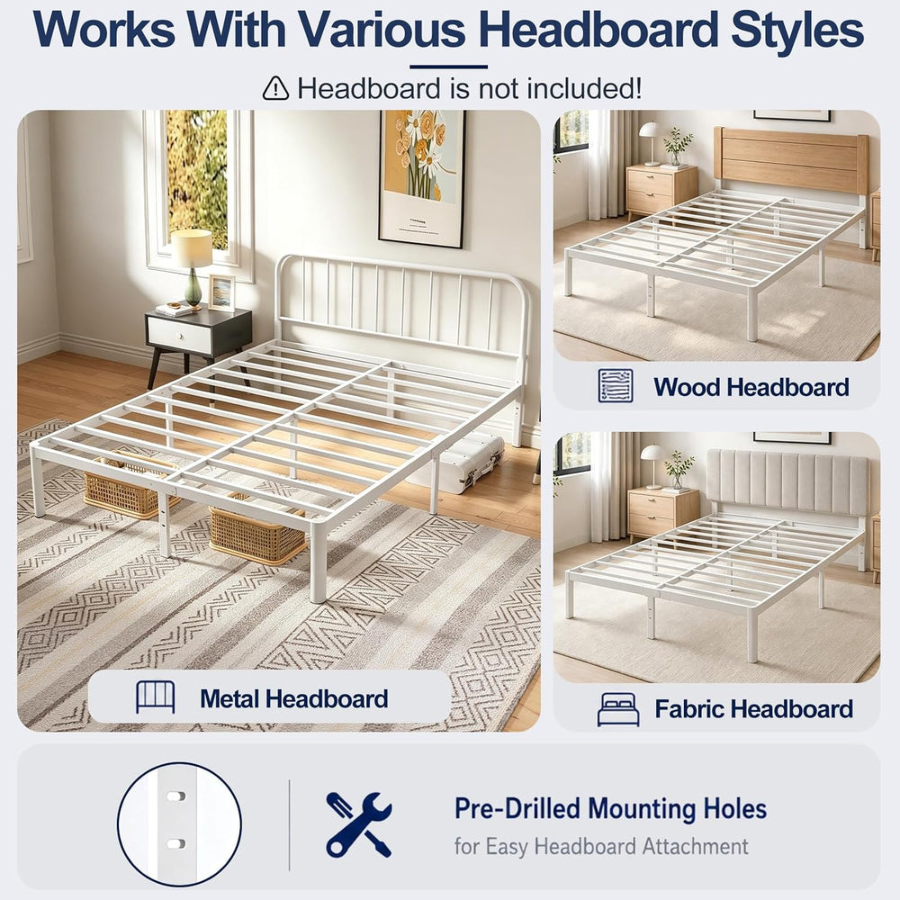 Metal Bed Frame with Round Corner Legs, 14 Inch Platform Bed Heavy Duty Steel...