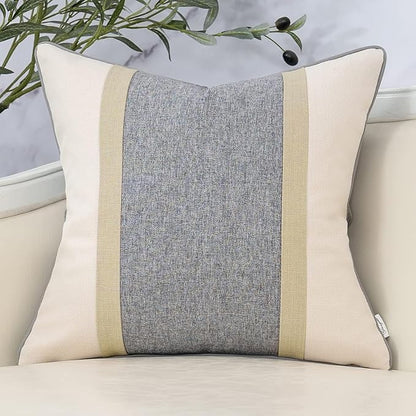 Yangest Patchwork Pillow Cover 18x18 Inch Luxury Cotton and Linen Cushion Cover by Yangest
