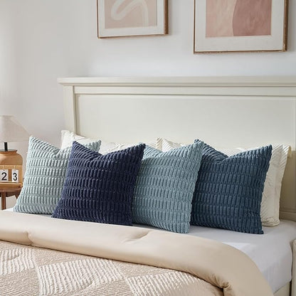 Fancy Homi Set of 4 Blue Decorative Throw Pillow Covers 16x16 Inch - Image 5