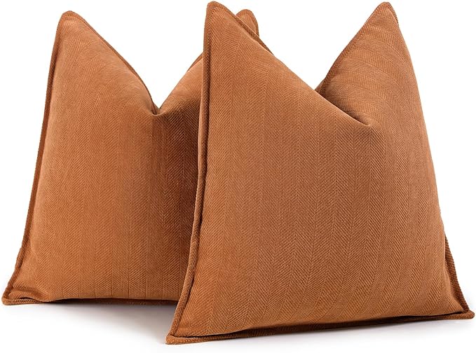 ZWJD Orange Pillow Covers 24x24 Set of 2 Chenille Throw Pillow Covers by ZWJD