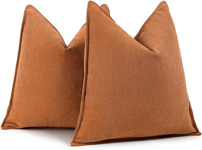 ZWJD Orange Pillow Covers 24x24 Set of 2 Chenille Throw Pillow Covers by ZWJD