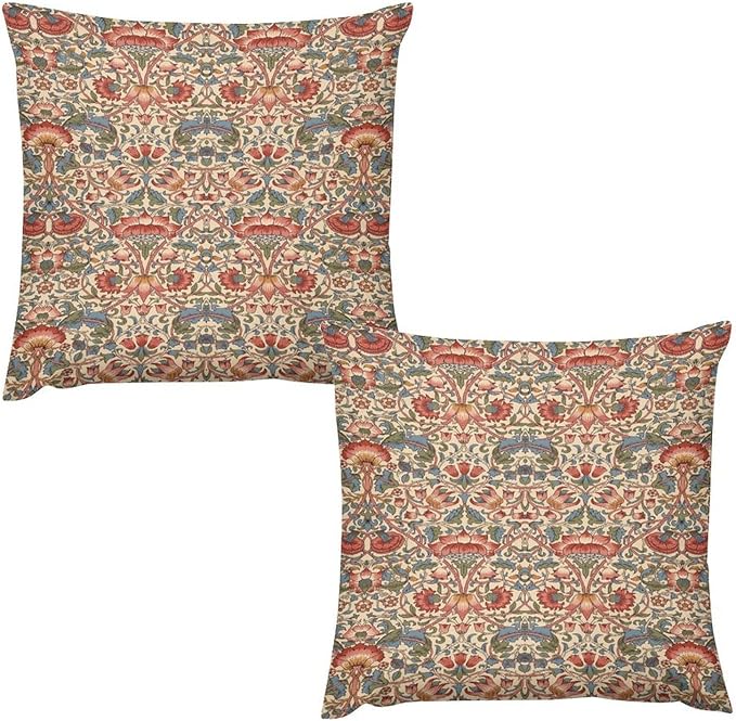 William Morris Floral Original Throw Pillow Covers Boho Chic Retro Floral Cozy by XBDDZSW