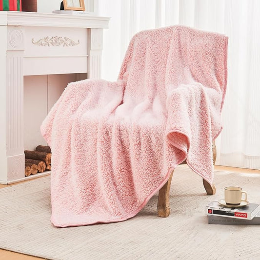 EMME Soft Sherpa Fleece Blanket Reversible Plush Fluffy Large Blanket, Light by EMME