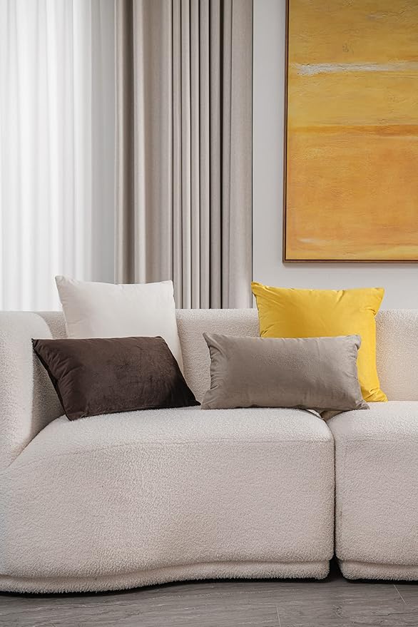Decorative Pillow Covers 12x20 Taupe: 2 Pack Cozy Soft Velvet Rectangular Throw - Image 5