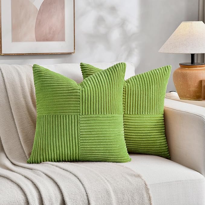 Fancy Homi Set of 2 Lime Green Decorative Throw Pillow Covers 16x16 Inch by Fancy+Homi