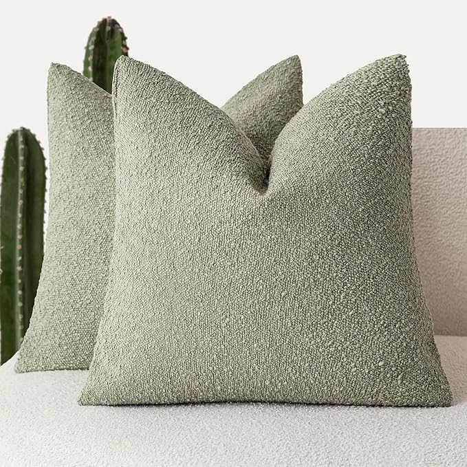 Foindtower Pack of 2 Textured Boucle Throw Pillow Covers Accent Solid Pillow by Foindtower