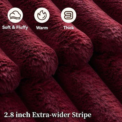 Fluffy Faux Fur Throw Blanket King Size, Thick 1000GSM Soft Cozy Throw Blankets - Image 3