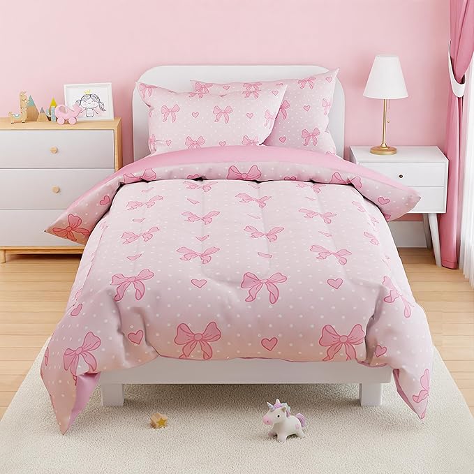 SANDJEST Bow Comforter Set Twin Size 68x86in - Image 6