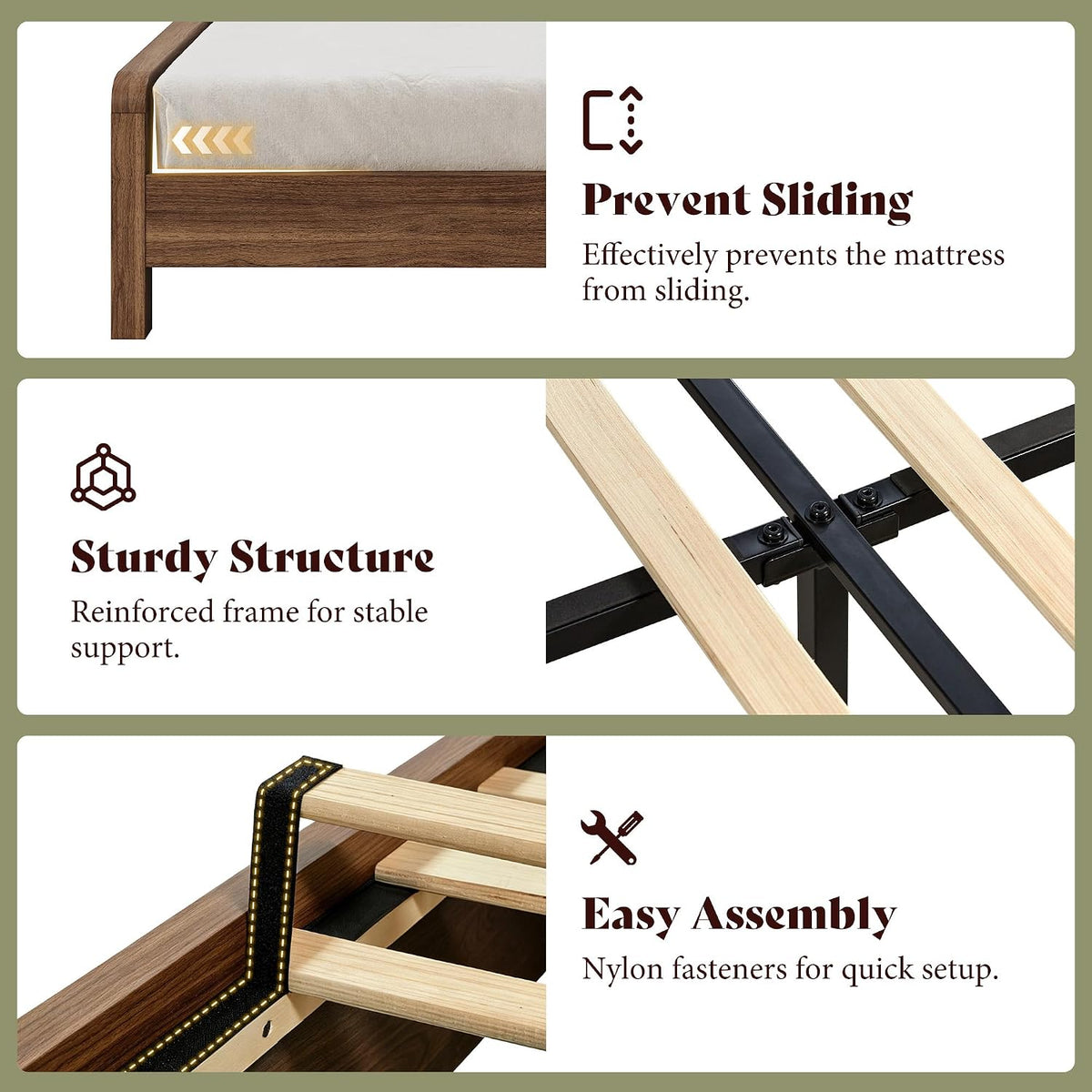 amerlife wood king size bed frame with fluted on a desk or shelf