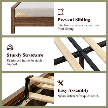 amerlife wood king size bed frame with fluted on a desk or shelf