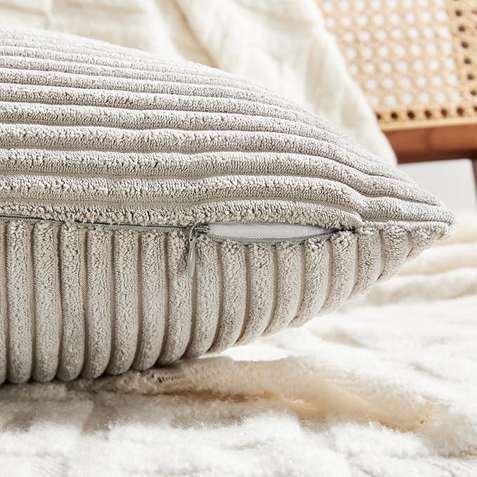 Fancy Homi 2 Packs Neutral Grey Big Decorative Throw Pillow Covers 24x24 Inch - Image 4