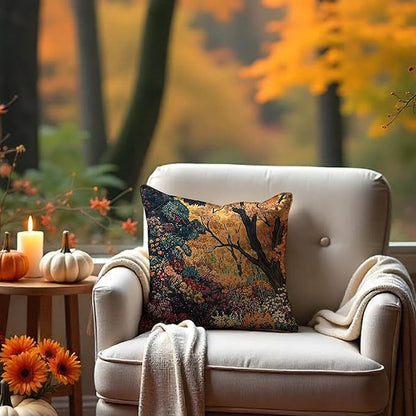 Rustic William Morris Inspired Autumn Forest Decor Throw Pillow Covers 18x18 - Image 5