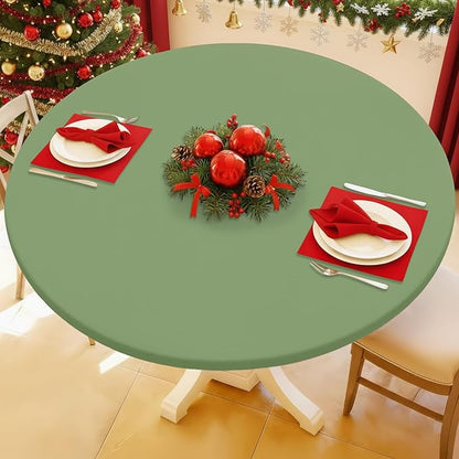 Round Spandex Tablecloth, Elastic Fitted Waterproof Tablecloths by Moosfor