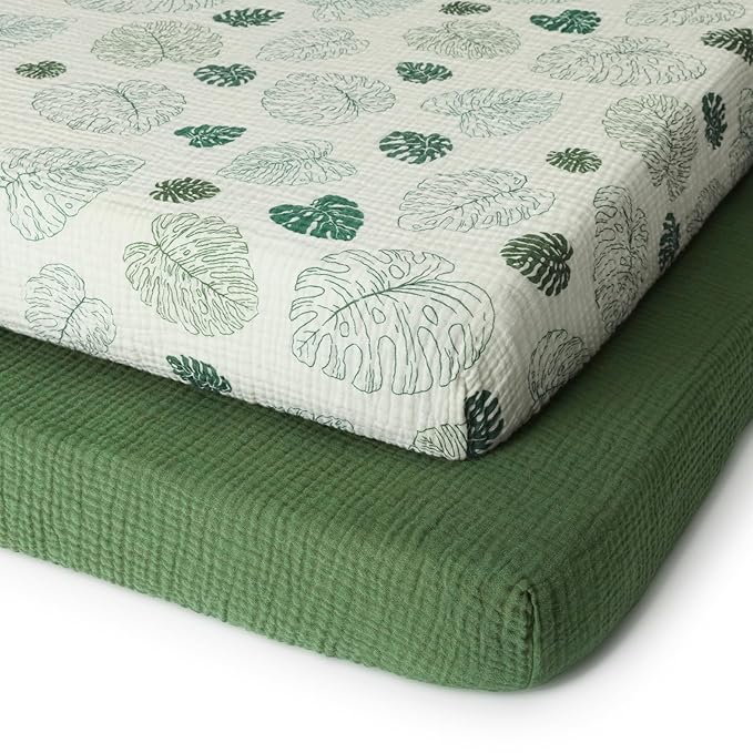 Blissful Diary Muslin Mini Crib Sheets, Pack and Play Mattress Sheets Fitted by ForEveryBabysBetterLife