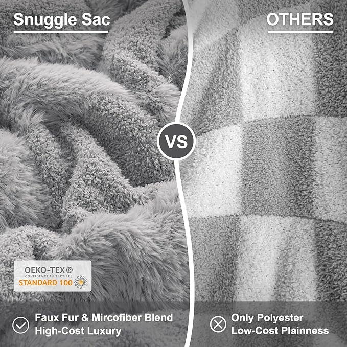 Snuggle Sac Faux Fur Checkered Blanket Twin Size - Image 2