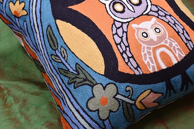 Nestling Owl Pillow Cover | Colorful Owls Pillows | Modern Owl Cushion | Owl - Image 4
