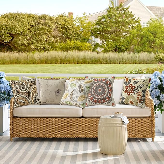 Outdoor Sunbrella Decorative Pillows Pack of 4, Momento Spring - Image 3