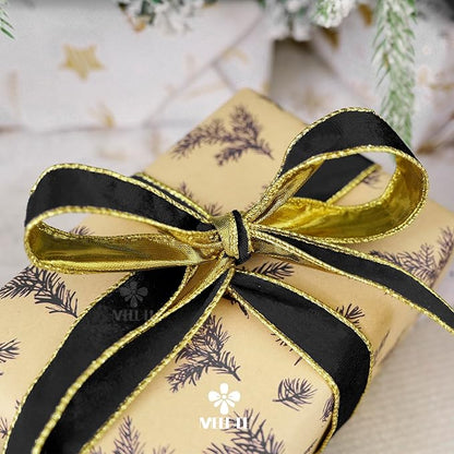 MEEDEE Black and Gold Velvet Ribbon - Image 5