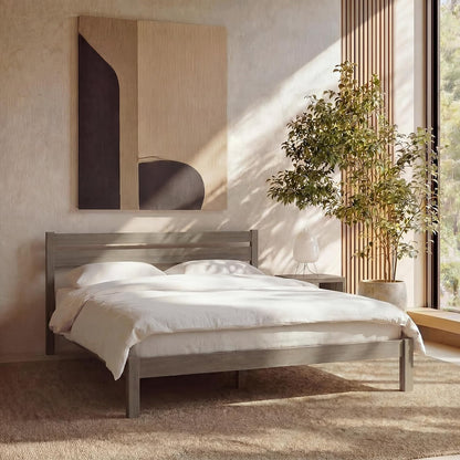 lifement twin bed frame with headboard classic wood, main product view