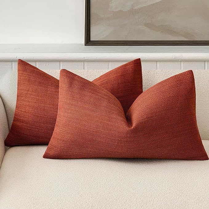 Foindtower Set of 2 Decorative Textured Burlap Linen Throw Pillow Covers by Foindtower