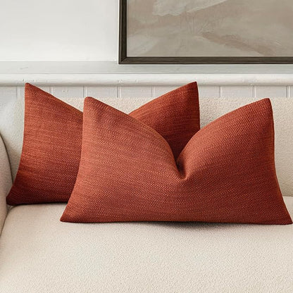 Foindtower Set of 2 Decorative Textured Burlap Linen Throw Pillow Covers by Foindtower