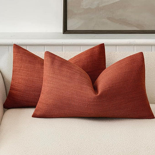 Foindtower Set of 2 Decorative Textured Burlap Linen Throw Pillow Covers by Foindtower