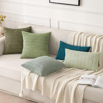 MIULEE Pack of 2 Corduroy Decorative Throw Pillow Covers 16x16 Inch Soft Boho - Image 2