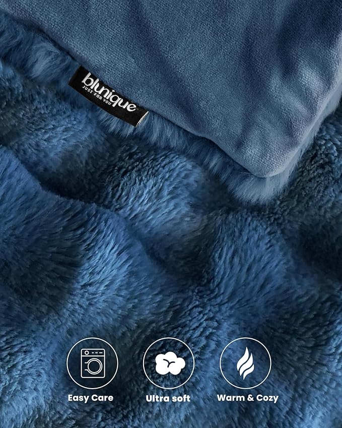 Ultra Soft Cozy Faux Fur Throw Blanket, Fuzzy Plush Thick Bubble Blanket - Image 5