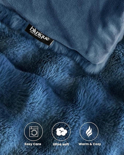 Ultra Soft Cozy Faux Fur Throw Blanket, Fuzzy Plush Thick Bubble Blanket - Image 5
