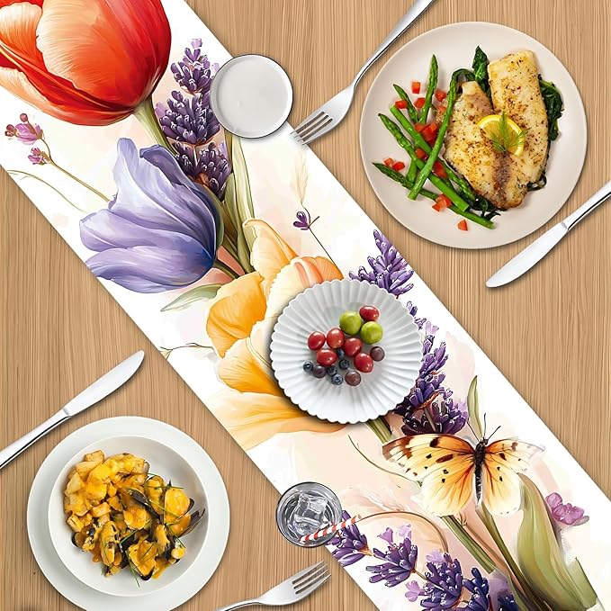Floral Table Runner – 13x72 Inch Spring Summer Table Decor - Image 8