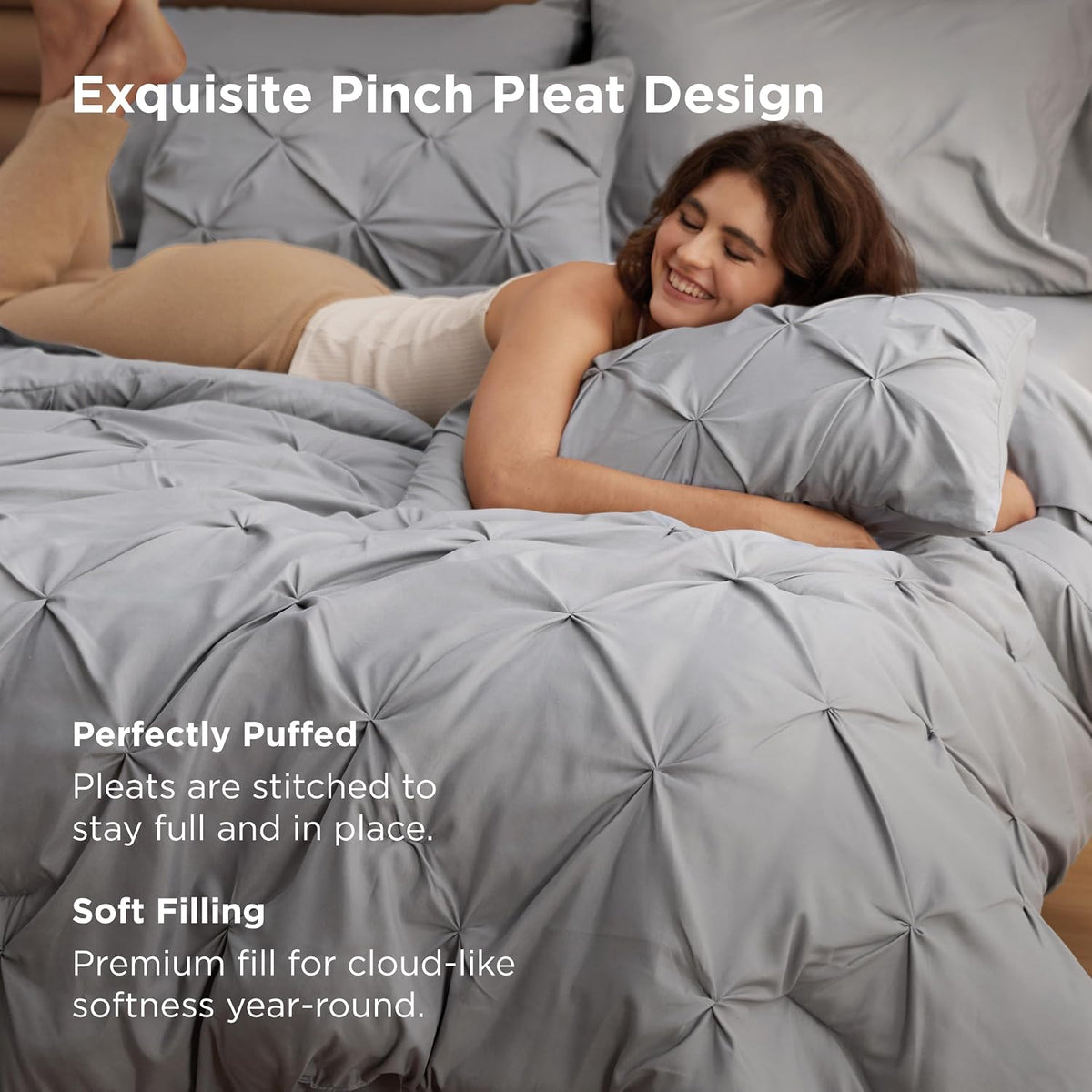 bedsure 7-piece full size comforter sets & sheets shown in use