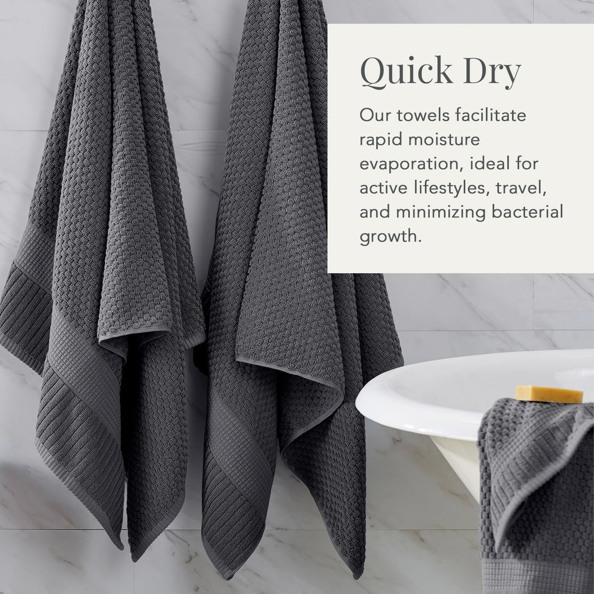 ny loft 100% cotton 6-piece bath towel set, side view