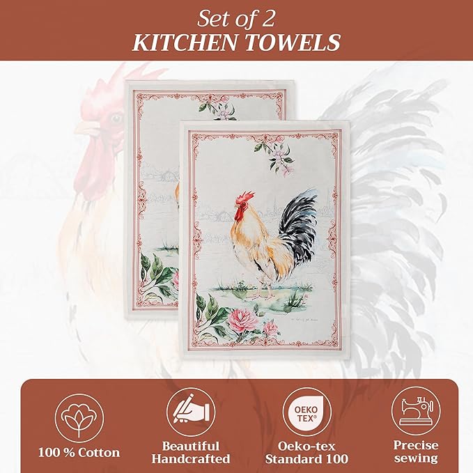 100% Cotton Kitchen Towel Campagne Maison d' Hermine Set of 2 Super Soft Highly - Image 2