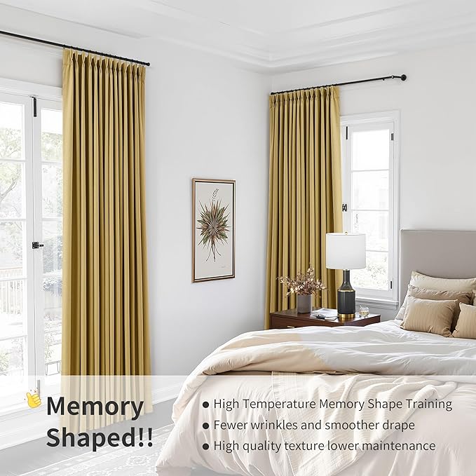 Joywell Pinch Pleated 100% Blackout Linen Curtains 120 Inch Long Insulated - Image 7