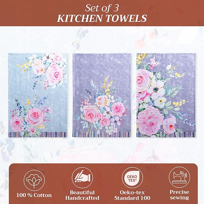 Maison d' Hermine Kitchen Towels Set of 3 100% Cotton 27.50" x 20" Reusable - Image 2