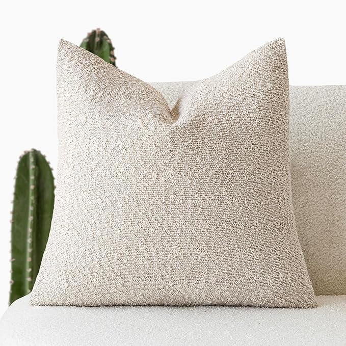 Foindtower Textured Boucle Throw Pillow Covers Accent Solid Pillow Cases Cozy by Foindtower