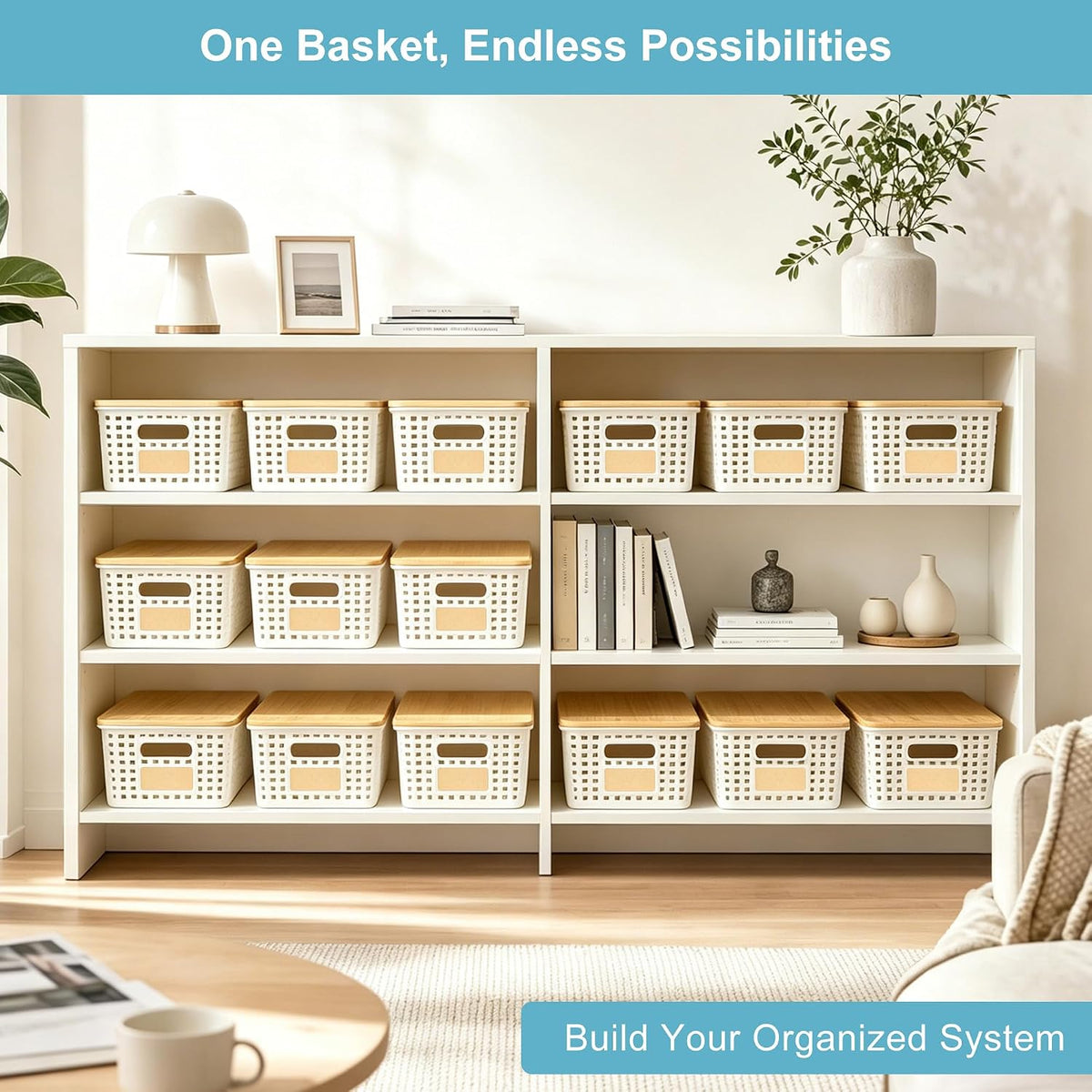 bagnizer small plastic storage bins with bamboo lids, package contents