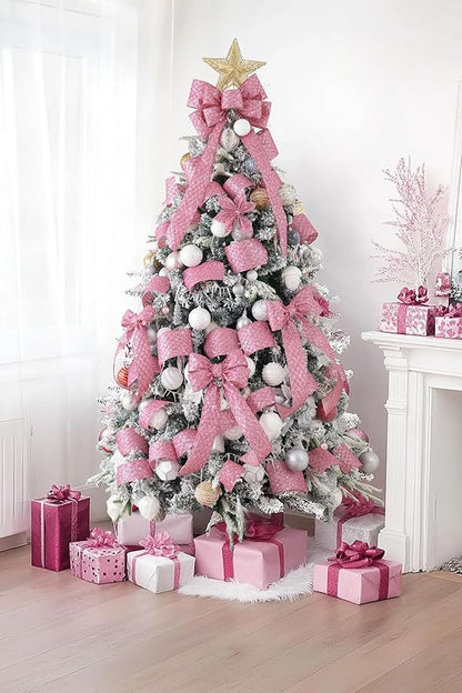 HUIHUANG Pink Glitter Wired Ribbon - Image 6