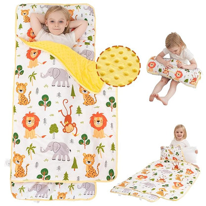 Viviland Toddler Nap Mat with Pillow and Minky Dot Blanket, Rolled Sleeping by VIVILAND
