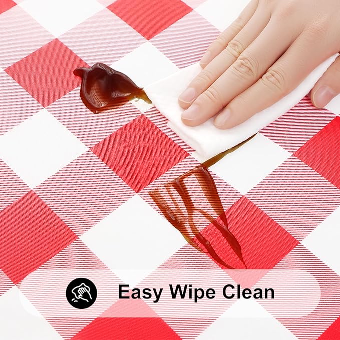 Smiry Rectangle Picnic Table Cloth, Elastic Waterproof Fitted Vinyl Tablecloths - Image 4