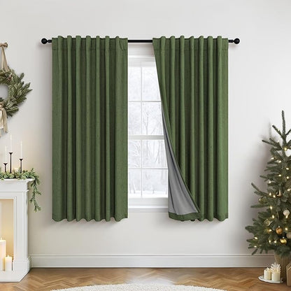 Pitalk Olive Green Blackout Curtains 63 Inch Length 2 Panel by Pitalk