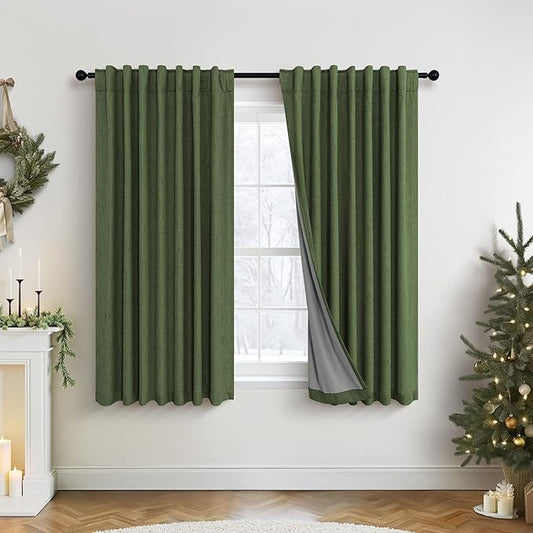 Pitalk Olive Green Blackout Curtains 63 Inch Length 2 Panel by Pitalk