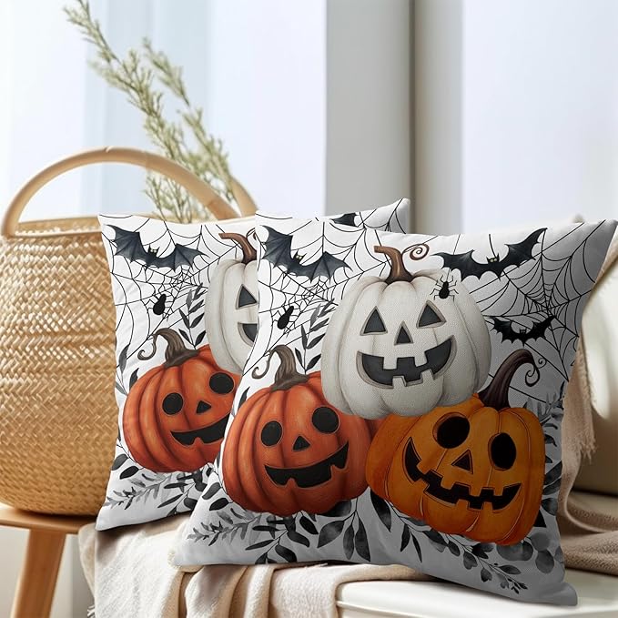Halloween Pumpkin Throw Pillow Covers 24x24 Inch Pumpkins Jack-O-Lanterns - Image 7